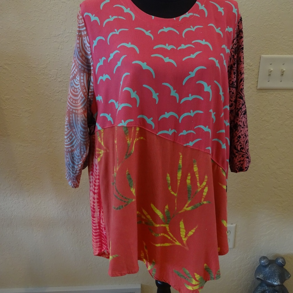 Wild Woman fun multi-print pink and black tunic
